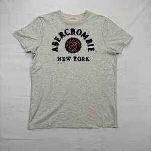 Y2K Abercrombie & Fitch Muscle Fit Graphic T-Shirt New York Patch XXL Gray